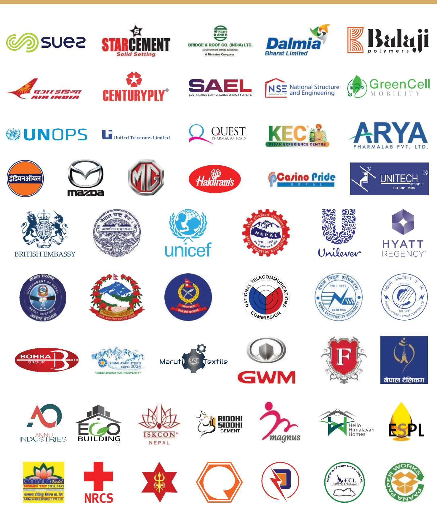 Collage of client, institutional and partner logos.